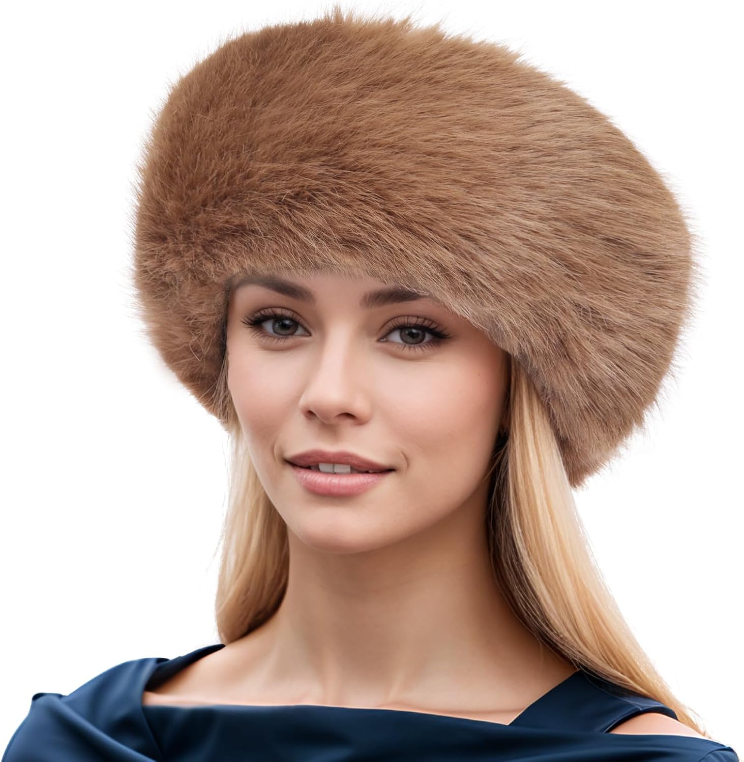Gvhntk Faux Fur Headband for Women with Elastic Fuzzy Fur Hat Winter Earwarmer Earmuff Furry Headwrap for Cold Weather Ski