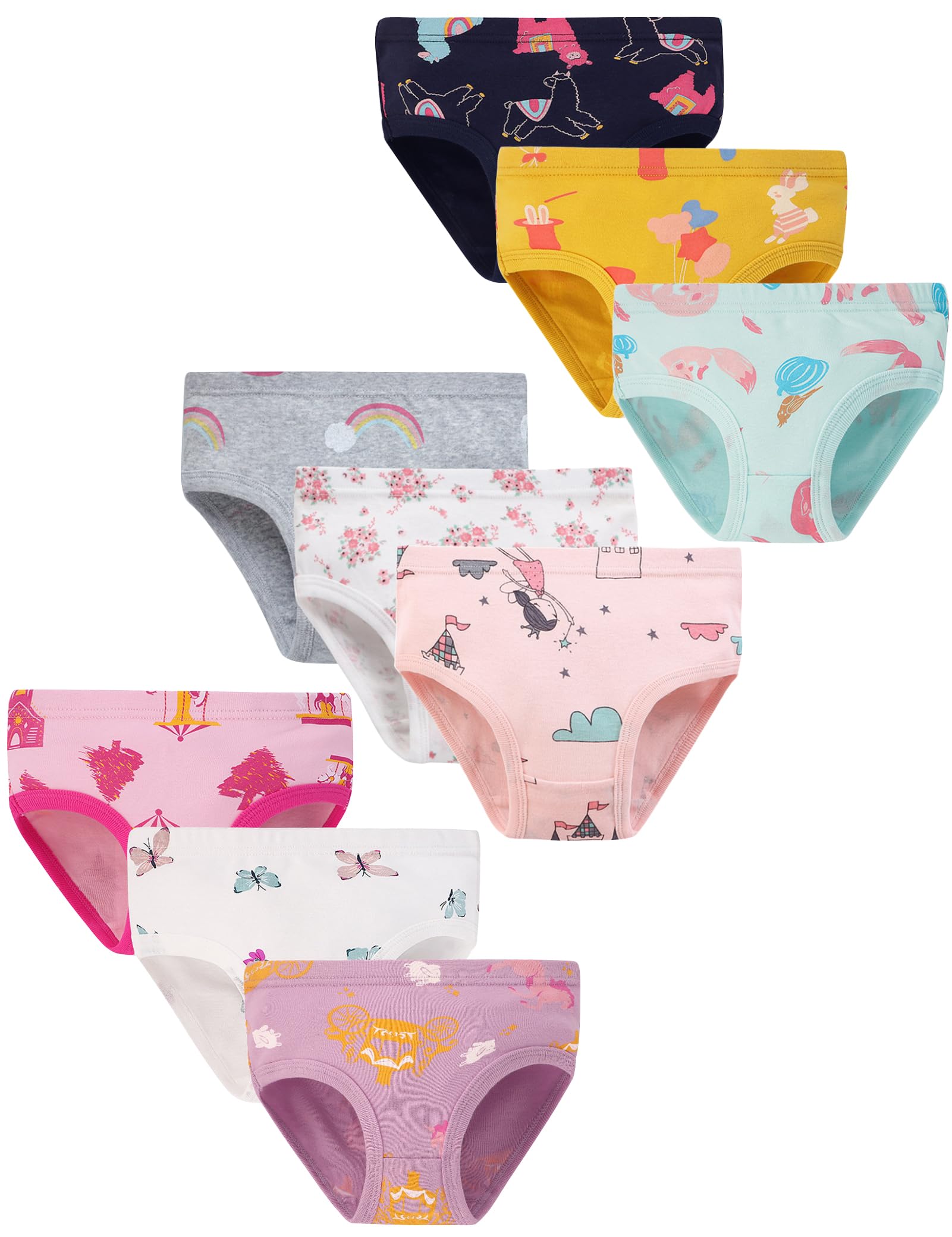 Kiench Girls Underwear Cotton Toddler Little Girls Briefs Soft Panties 9-Pack