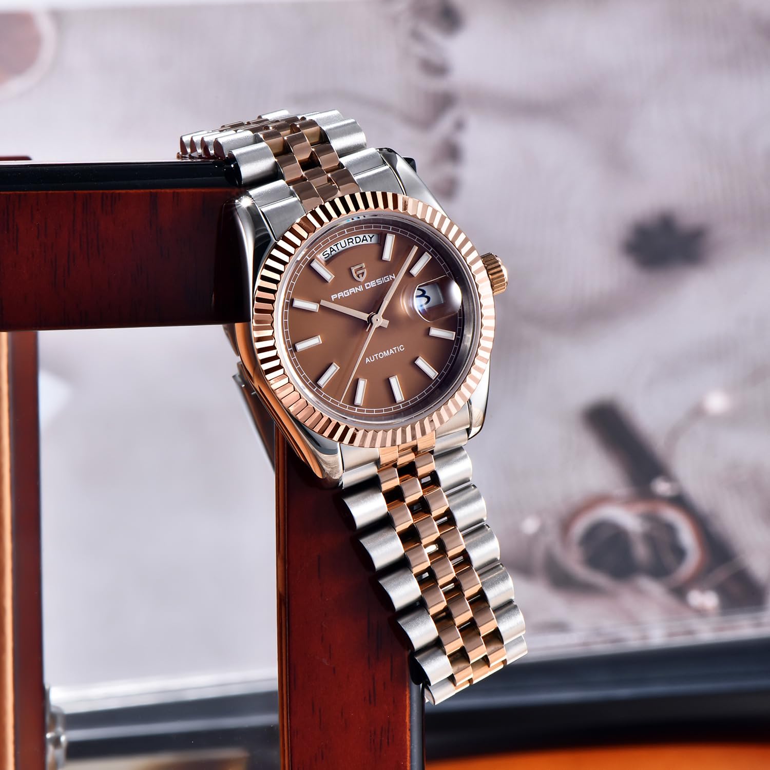 Pagani Design, orologio automatico da uomo, DD36, quadrante in zaffiro con rivestimento AR, funzione giorno-data, impermeabile 10 bar e movimento ST16