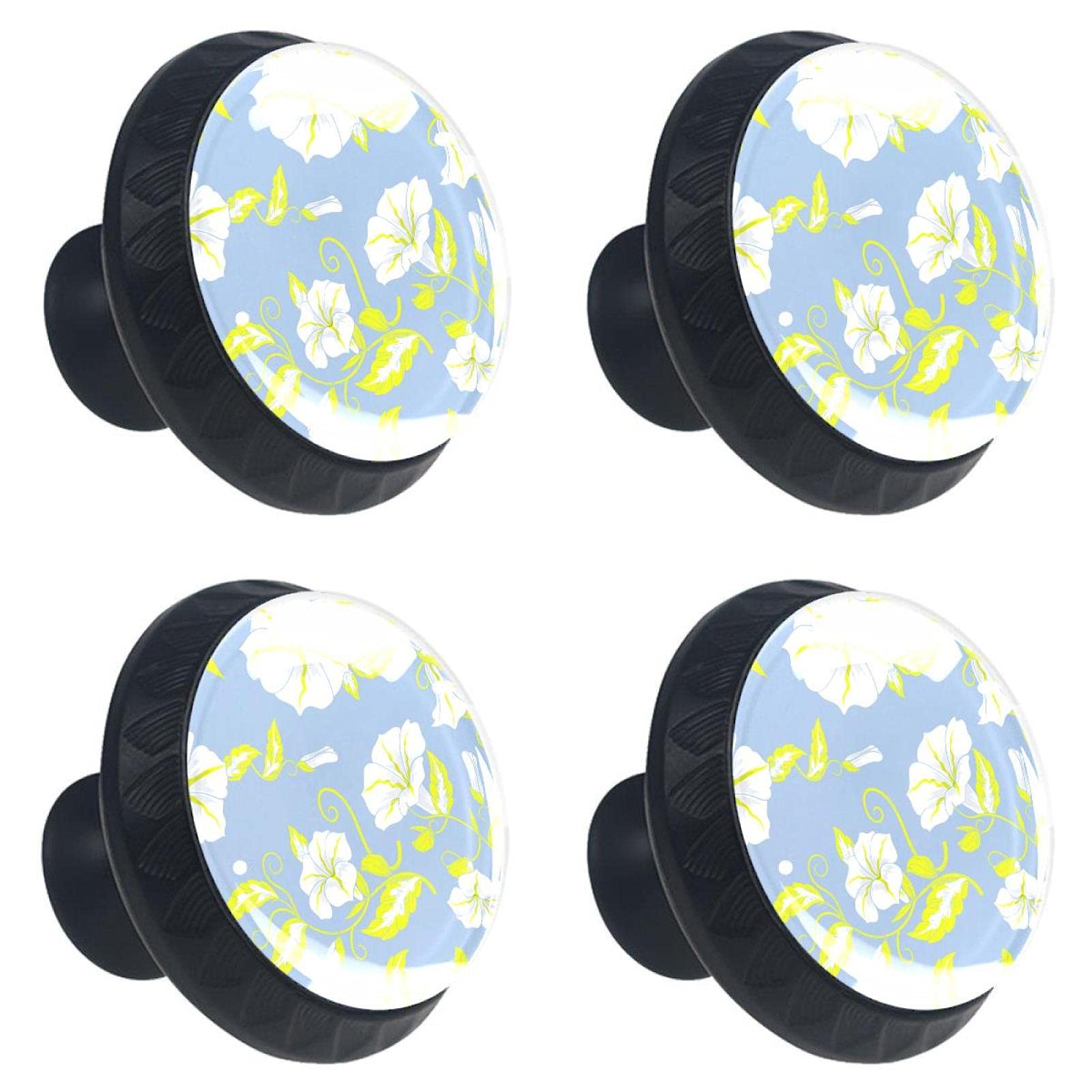Bouton de tiroir en fleur multicolore | Lot de 4 poignées de meubles pour maison et bureau