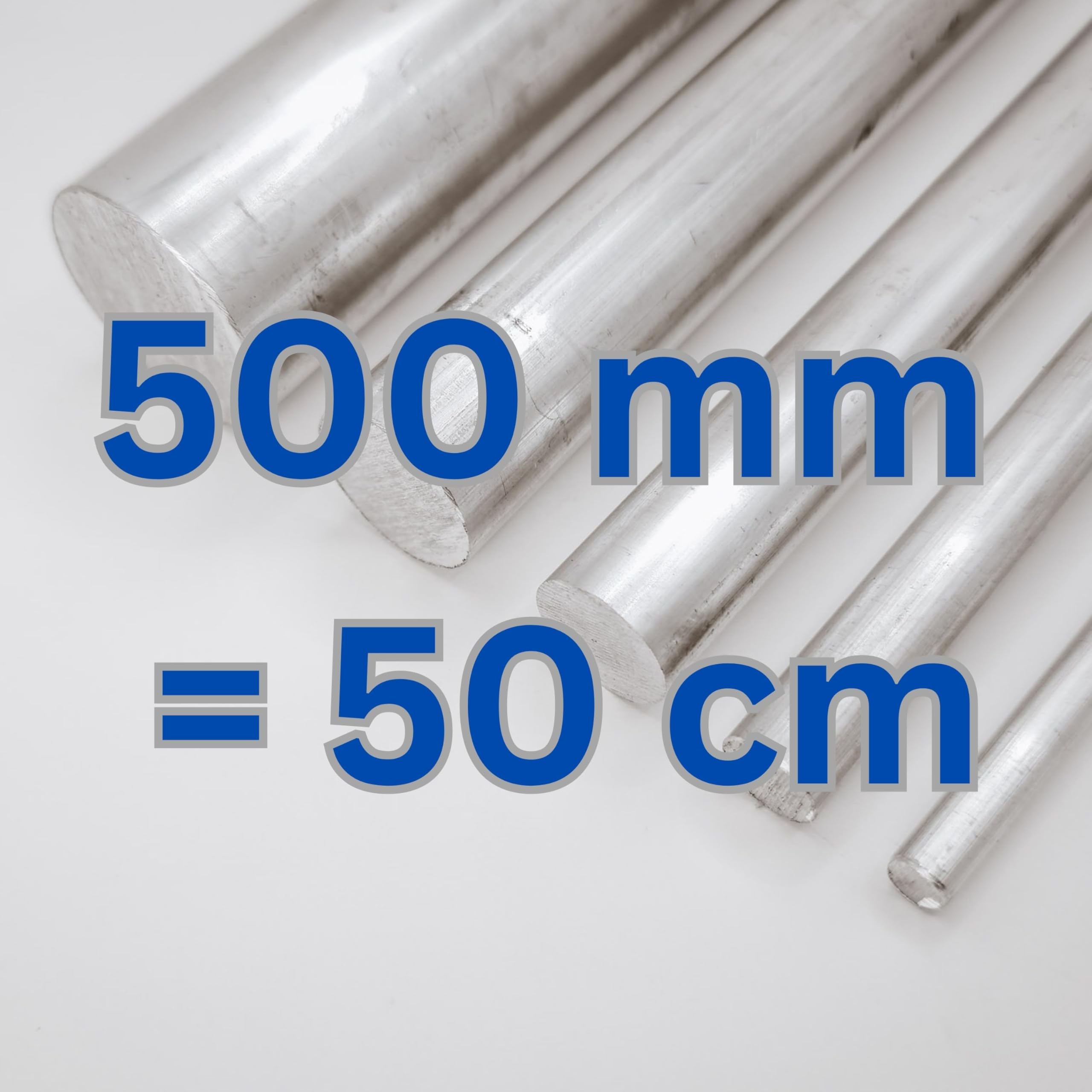 Alu Rundstange aus AlMgSi0,5 Aluminium Profil Vollmaterial Rund Stab Stange 6-50mm Durchmesser 50-2000mm, für Konstruktionsanwendungen oder Basteln. (500 mm / 50 cm, Ø 50 mm)