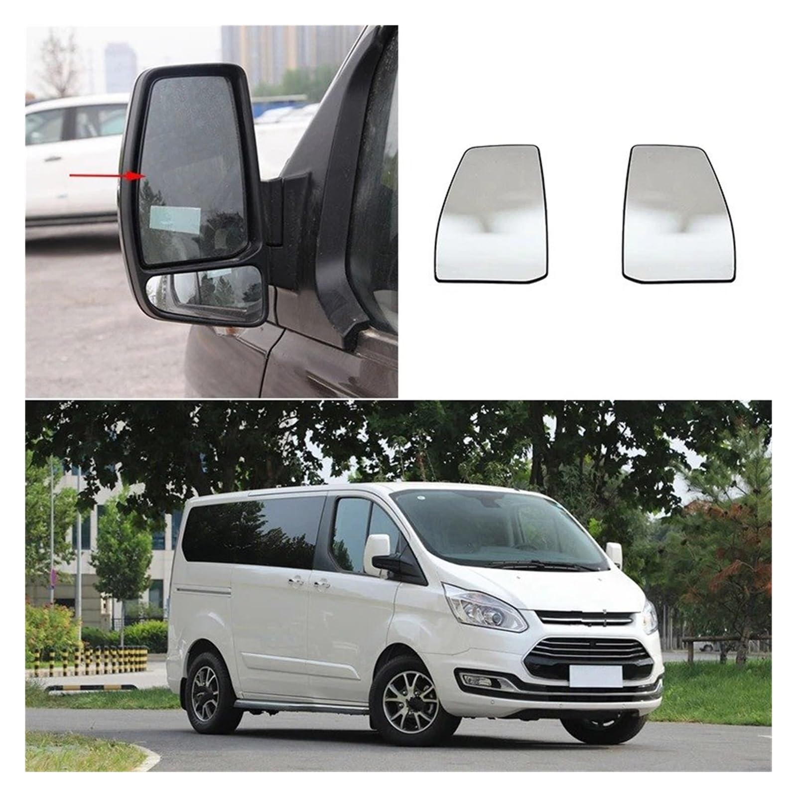 Verre Miroir Bâton Verre Miroir Latéral Gauche Droit Sur Grand Angle Auto-adhésif Pour Transit Tourneo Personnalisé 12-19 Tourneo 12-20 Glace Rétroviseur(Heat right)