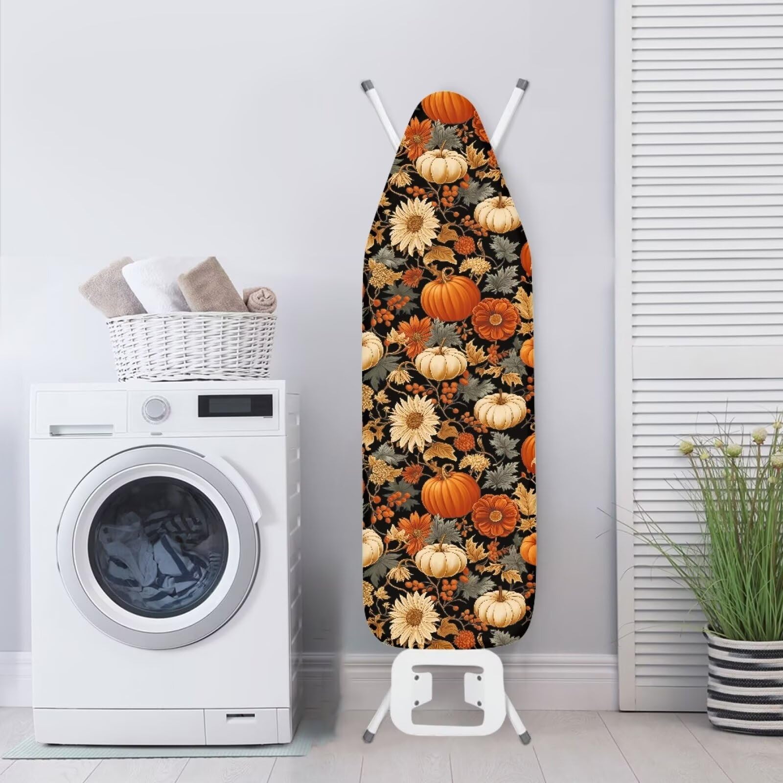 Wanyint Housse de planche à repasser avec bord élastique, housse douce et respirante résistante aux brûlures pour décoration d'intérieur d'automne et d'automne