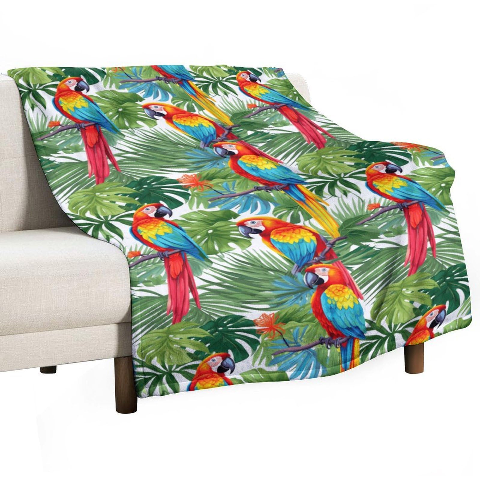 Cgsbngha Style Tropical Birds Parrots Flannel Fleece Blanket Lightweight Soft Throw Blankets For Sofa Couch Bed Chair