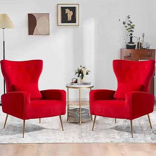 Miniatura 127 de Sillas modernas para sala de estar, sillón de terciopelo con almohada lumbar, sillas de dormitorio con respaldo alto, silla de tocador, silla de