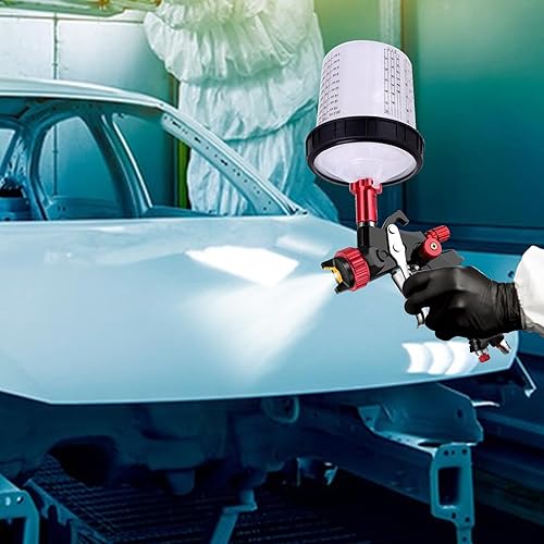 Miniatura 8 de Pistola rociadora HVLP con taza de mezcla de pintura rápida, kit de pistola de pintura para automóviles que contiene manómetro, boquilla de 1.3 mm,