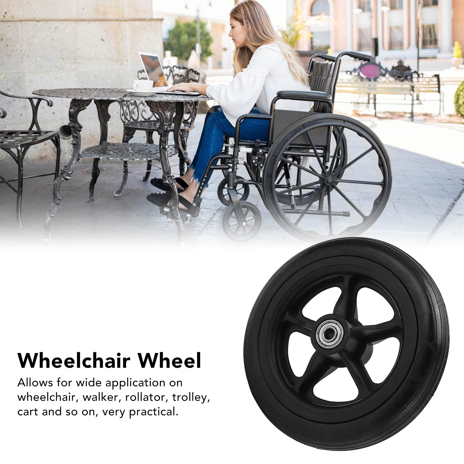 BestAlice Ruedas de Repuesto para Andador, Ruedas de 6 Pulgadas para Andador, Rueda Delantera para Silla de Ruedas Eléctrica, Rueda de Repuesto para Andador de bajo Ruido de PU para Carrito con Ruedas