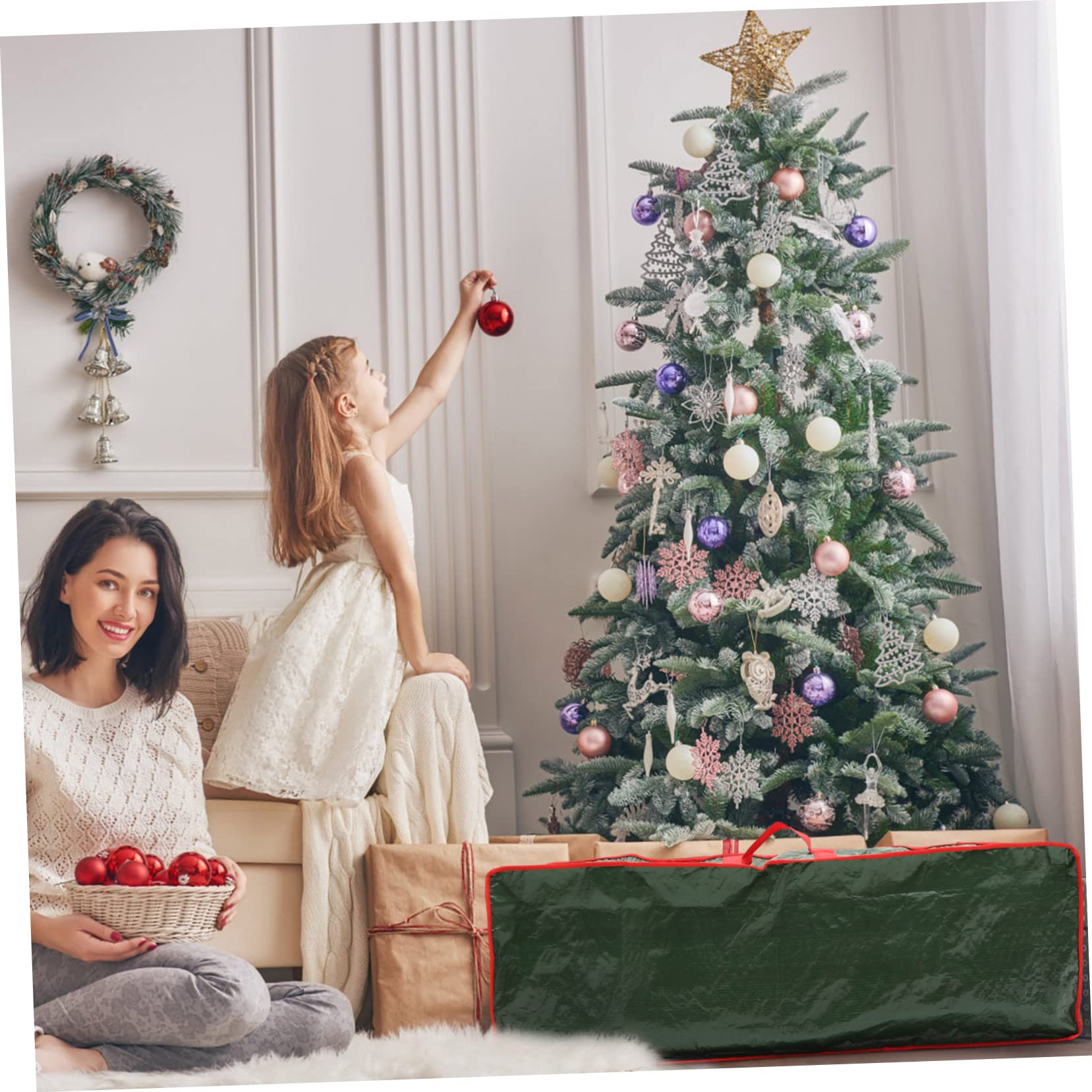 Borsa Organizer per Carta da Regalo Sotto Letto, Verde