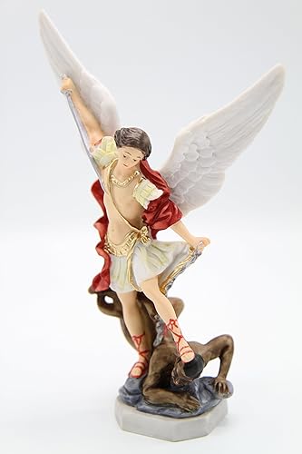 Miniatura 5 de Vittoria Collection Estatua italiana de San Miguel Arcángel de 8 pulgadas, estatua de protección de ángel guardián, hecho en Italia, para interiores