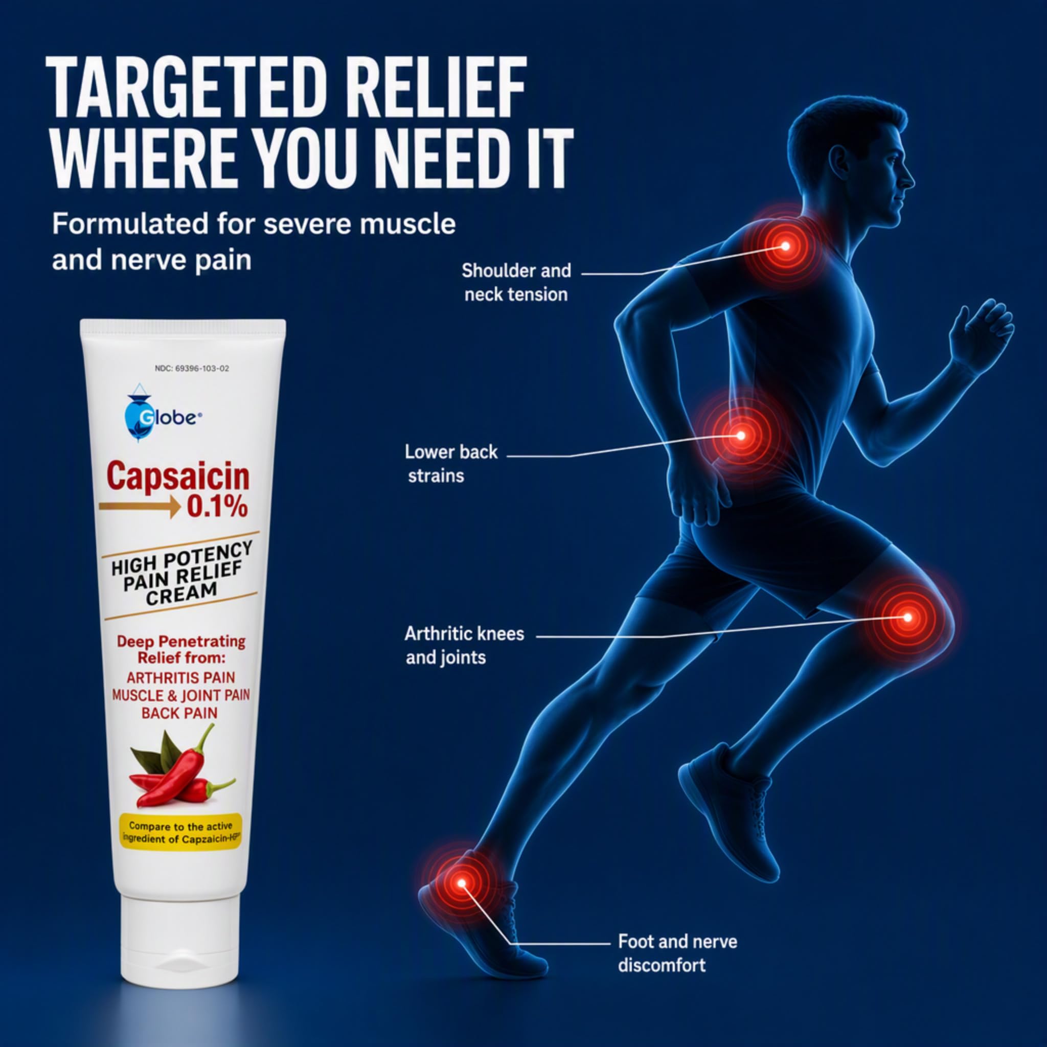 Globe Capsaicin 0.1% Pain Relief Cream 2 oz, High Potency 3 - Pack — Amazon image 5