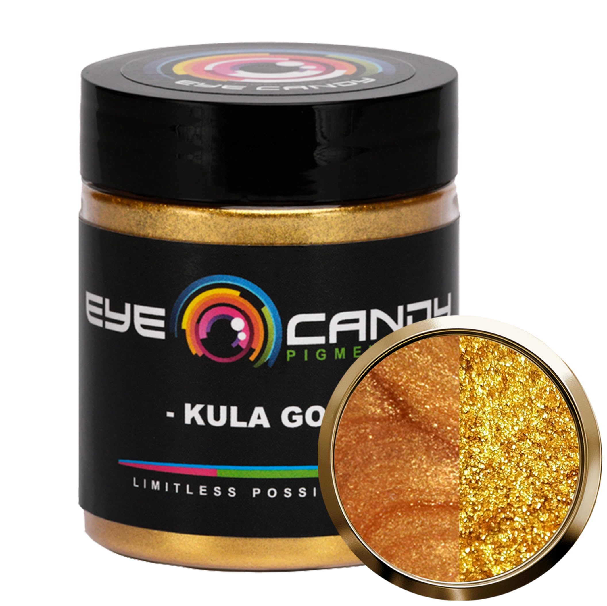 Eye Candy Pigments Premium Gold Mica Powder - Kula Gold (25gr) - for Epoxy, Resin, Soap, Paint, Woodworking, Acrylic Pouring, Bath Bombs, Fishing