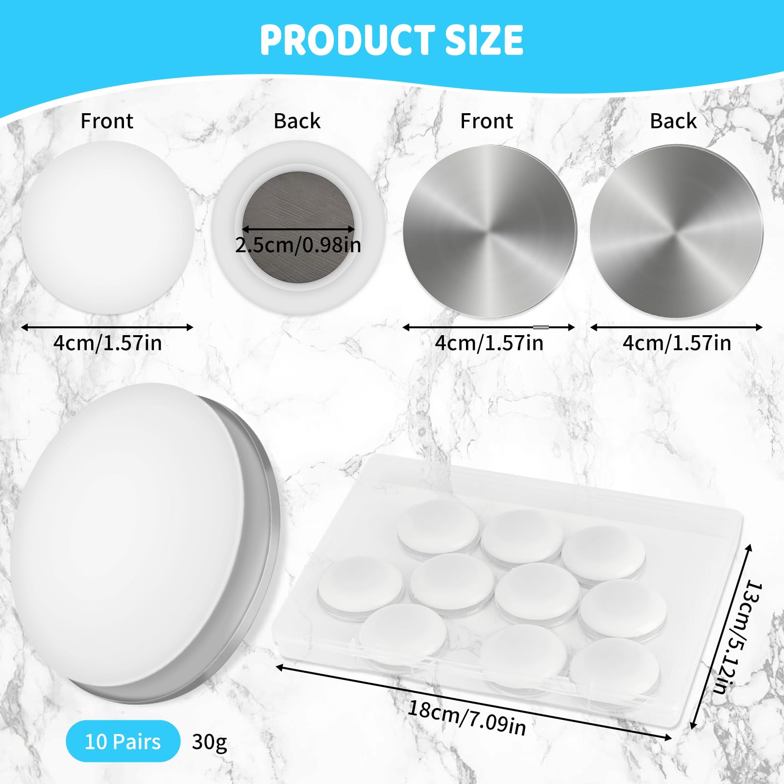 10 works Shower Curtain Magnet, White Magnetic Shower Curtain Weights, Round Shower Curtain Weight - Image 2
