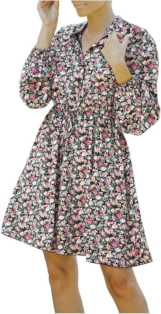 Amazon Co Jp Invaxe レディース ワンピース ゴブラン 可愛い 長袖 春服 チュニック レディース 夏 シャツワンピース ブラウス Aライン 薄手 森ガール ゆったり 着痩せ きれいめ 体型カバー 知的 ロマンチック 可愛い ドレス Hot Pink S 服 ファッション小物