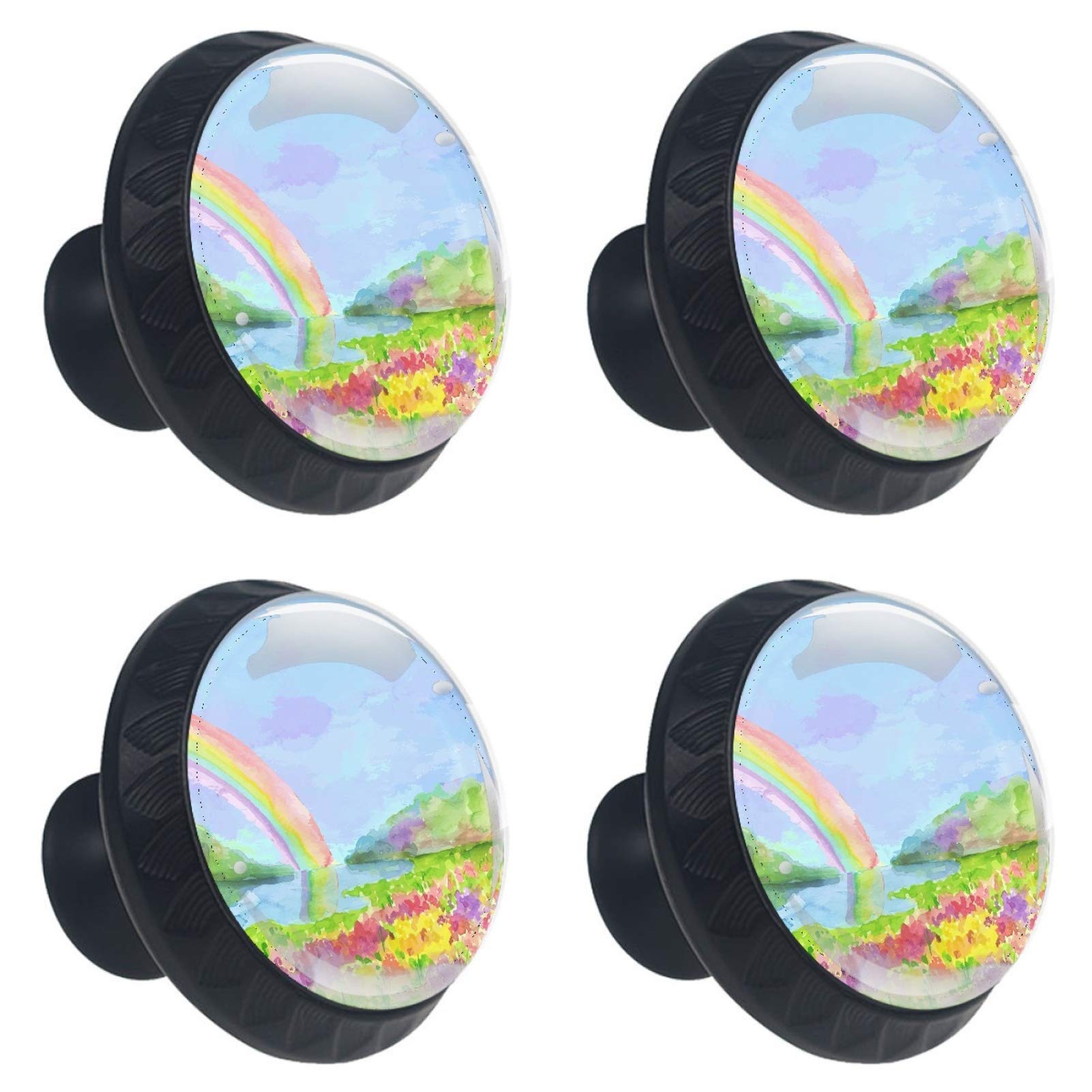Boutons ronds en verre à ressort 30 mm pour meubles et placard, lot de 4