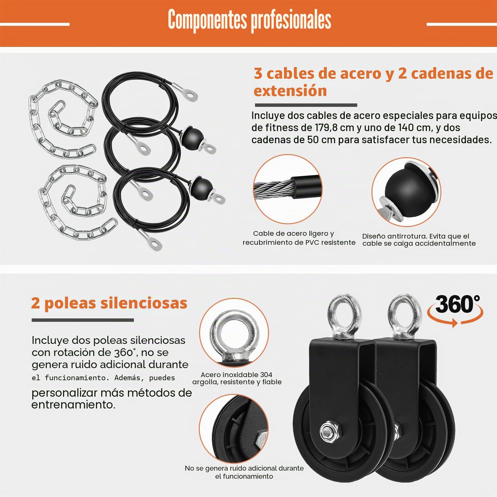 SERTT Sistema de polea de Gimnasio en casa, Sistema de polea de Entrenamiento de tríceps para tracción LAT, Rizo de bíceps, tríceps, Hombros, Espalda, Entrenamiento de antebrazo, Sistema de polea de
