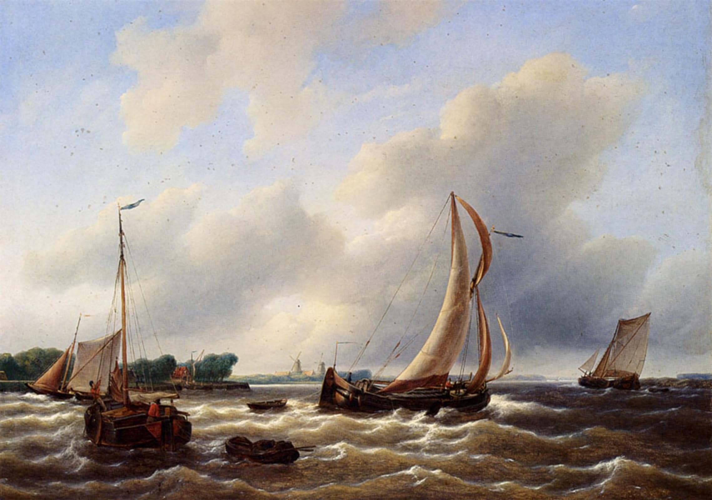 POSTERIIk Famous Print Pop Art Wall Art Graffiti Sailing Vessels on the Zuiderzee by Petrus Jan Schotel Art Prints for Home Decor 60x90cm