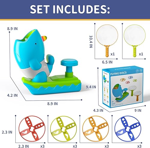 Miniatura 3 de Juguetes al aire libre para niños de 3 a 5 4 a 8 años, lanzador de discos voladores al aire libre, juguetes para exteriores, regalos para niños de