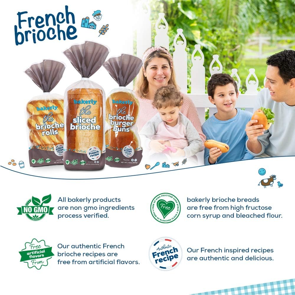 bakerly Brioche Rolls Pack of 4, 8-Count (32 Total Brioche Rolls)