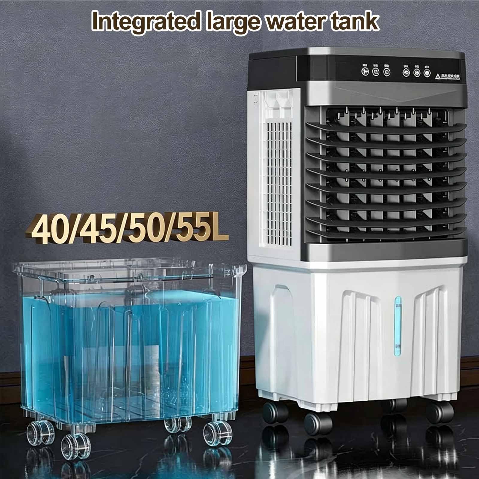 Raffrescatore evaporativo, ventola di raffreddamento ad acqua a 3 velocità | Ampio serbatoio dell'acqua, bassa rumorosità, 150 W, ampia oscillazione 120°, per soggiorno garage camera da letto(A,40L)