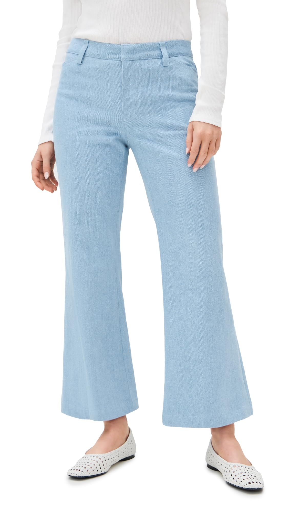 Vince Womens Mid Rise Cropped Flare Twill Pants