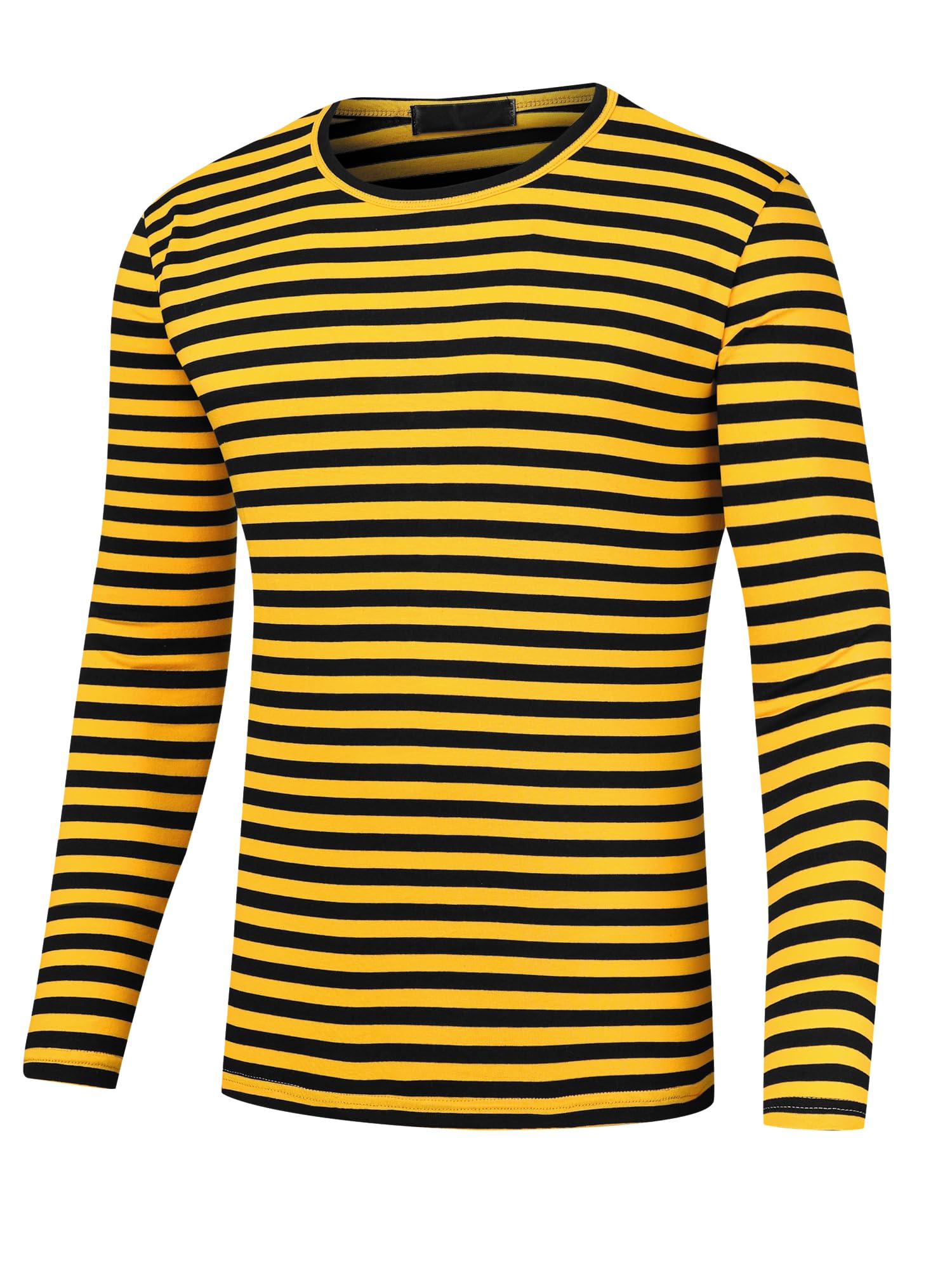 Lars Amadeus Striped T-Shirt for Men's Casual Crew Neck Long Sleeves Basic Pullover Tee Tops