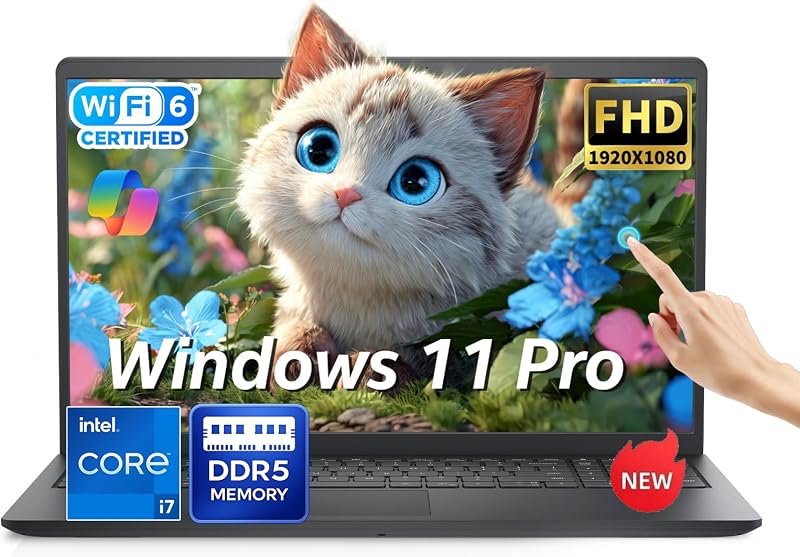 15 Lapop Touchscreen LDC15250 Intel Core i7 1355U 16GB DDR5 RAM 512GB | 15.6 inch FHD Touch Display ; Wi-Fi 6 Speed; AI Copilot; Windows 11 Pro ; for Business & Student