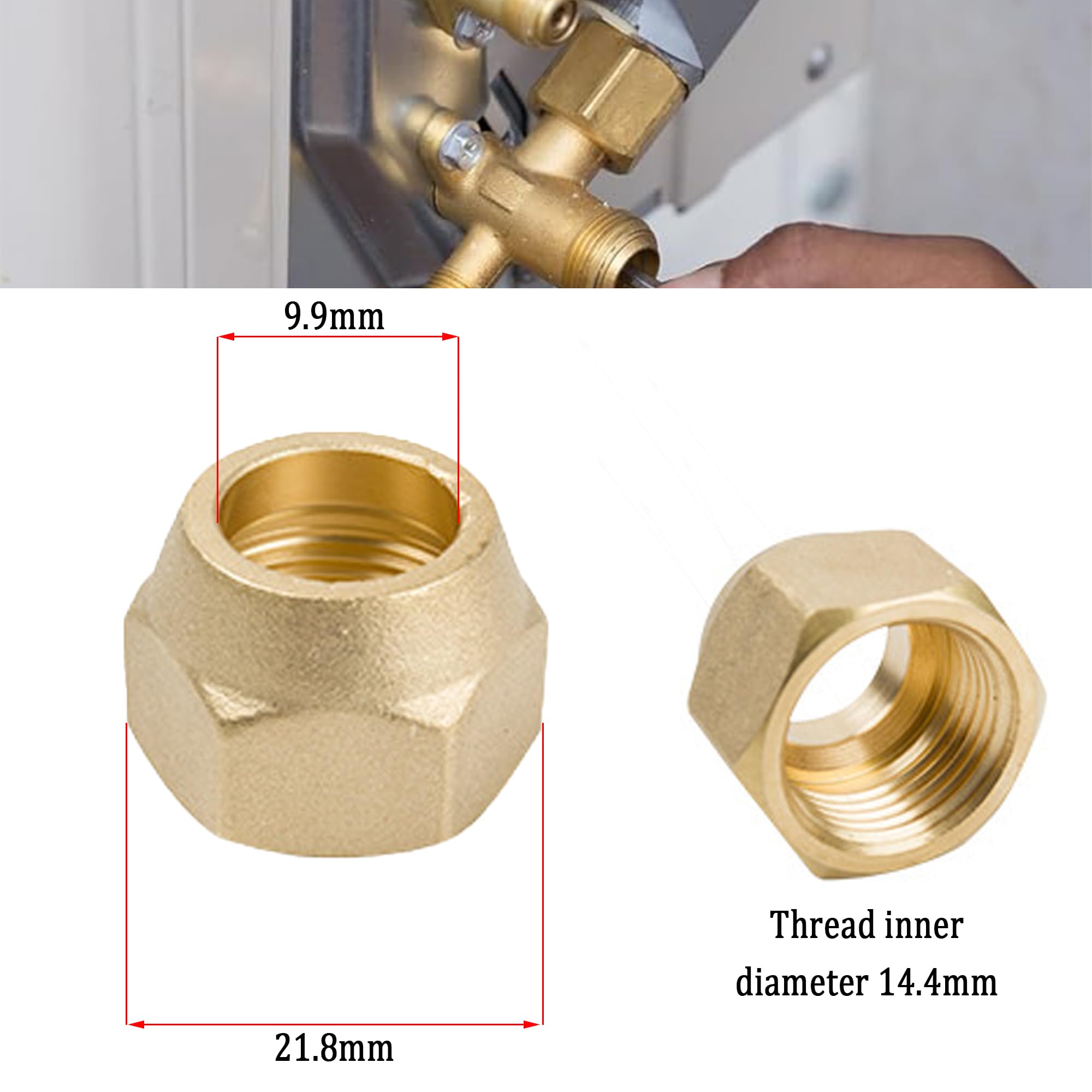 3/8″ Flare Coupler For Copper Refrigerant Pipes - HVAC AC Air Conditioning Connector With 2 Nuts - R410A R32 Compatible - AC Vent - View #5