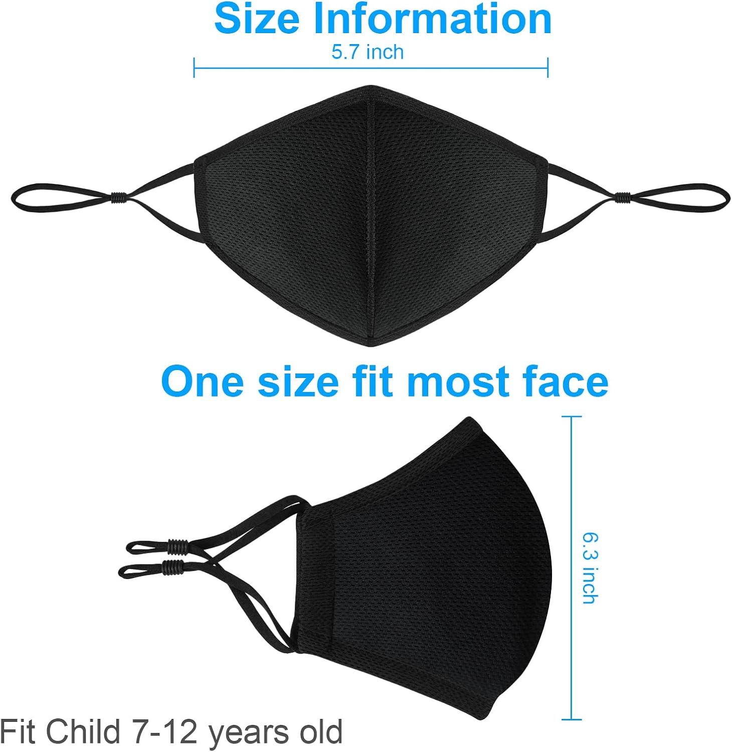 comfso 5Pack (S/XS) Child Kids Cloth Reusable Washable Face Mask Breathable with Adjustable Ear Loop