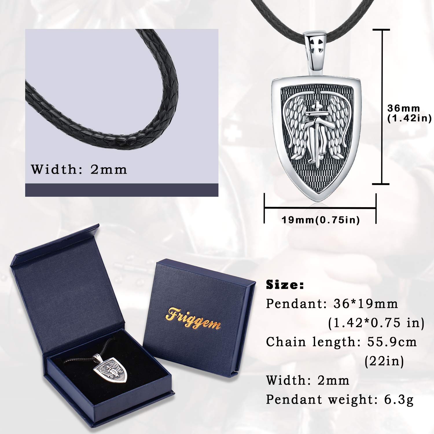 Collar San Miguel Arcángel/San Benito/San Cristóbal de Plata de Ley 925 Colgante Hombre Protección Joyería Religiosa Amulet Regalo para Hombre Mujer