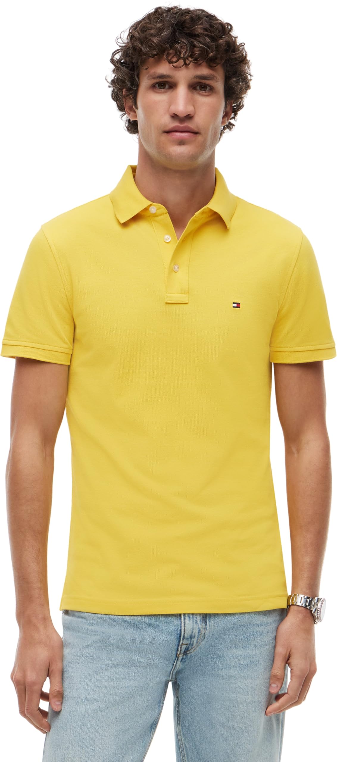 Tommy Hilfiger Men's 1985 Slim Polo MW0MW17771 S/S Polo, Yellow, L