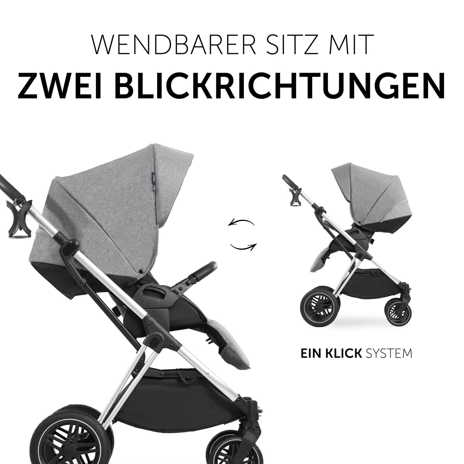 hauck Vision X 2in1 Kinderwagen Set ab Geburt - Melange Grey | Kombi-Kinderwagen bis 22 kg mit Babywanne, wendbarem Sportsitz und Liegefunktion, Gummiräder &zusammenklappbar