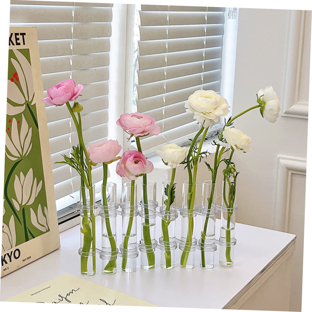 Vase à Fleurs en Verre Tube à Essai, 1 Set, pour Plantes Hydroponiques