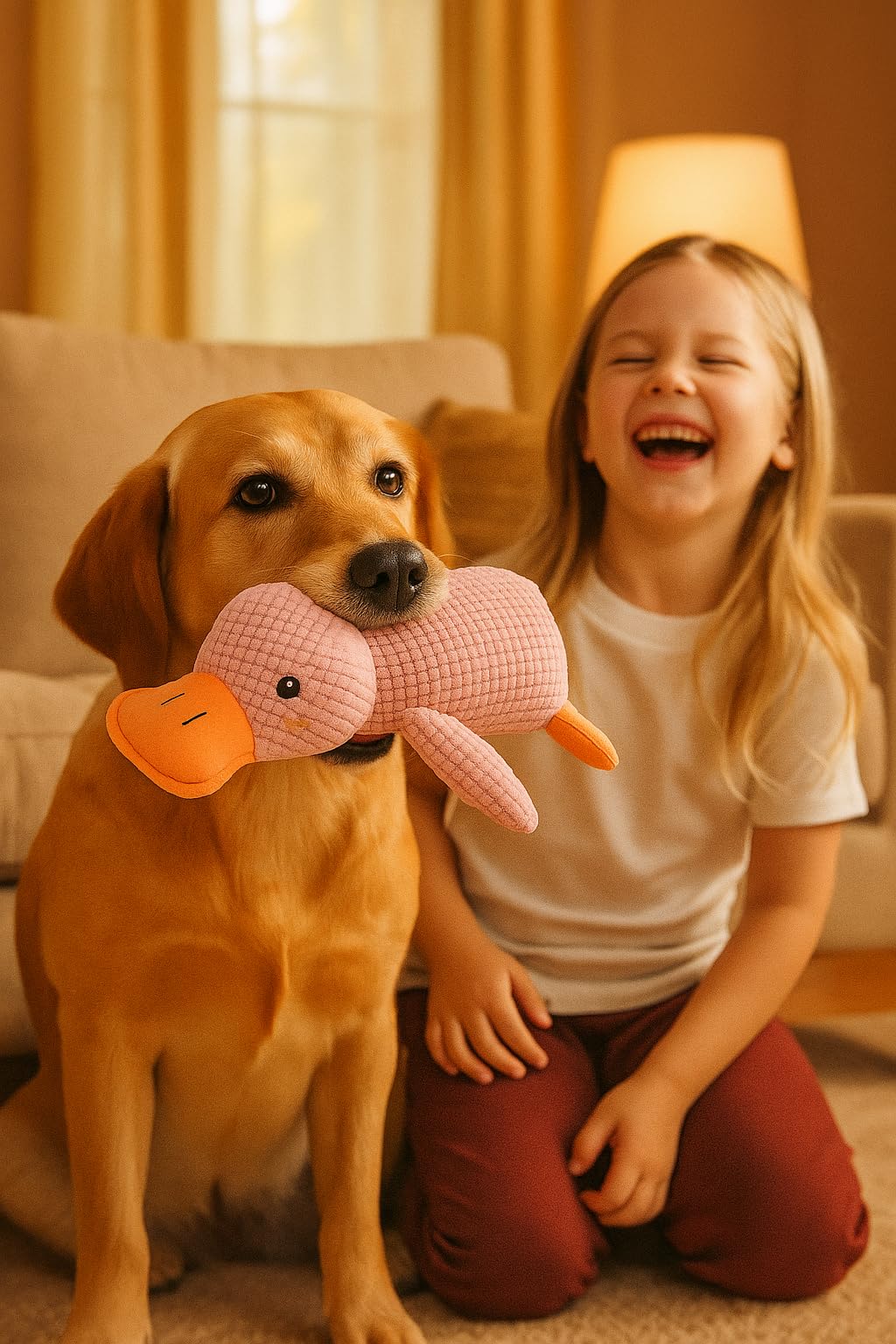 Busstier Köpek Oyuncağı Ördek Şekilli Peluş Sesli ve Hışırtılı Dayanıklı Çiğneme ve Isırma Oyuncağı Anti Stres Yumuşak Peluş Köpek Eğitim ve Oyun Oyuncağı (Pembe)
