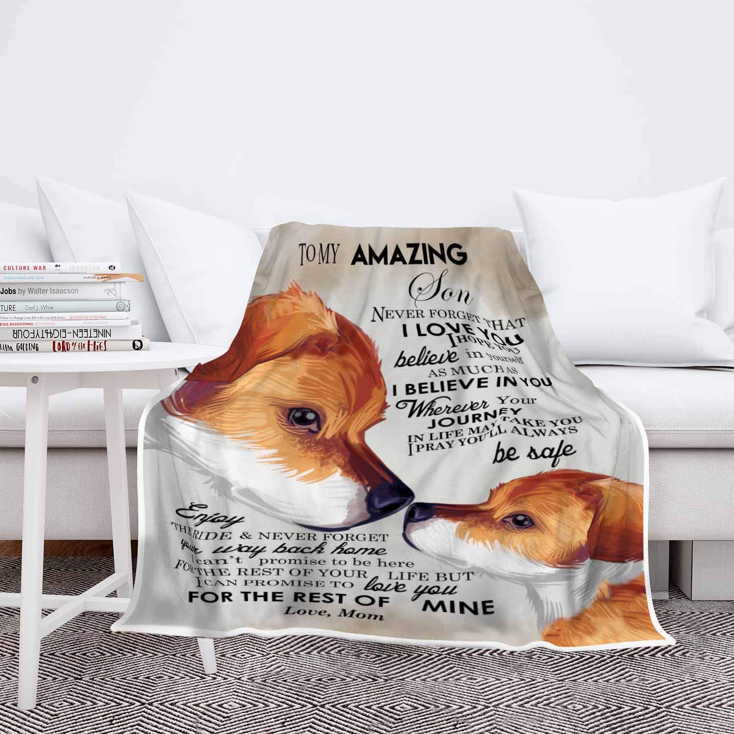 to My Amazing Son Never Forget That I Love You I Hope You Believe in Yourself As Much As I Believe in You, Premium Fleece Blankets for Son with Quotes, Birthday, Children's Day Gifts, Cozy Blanket