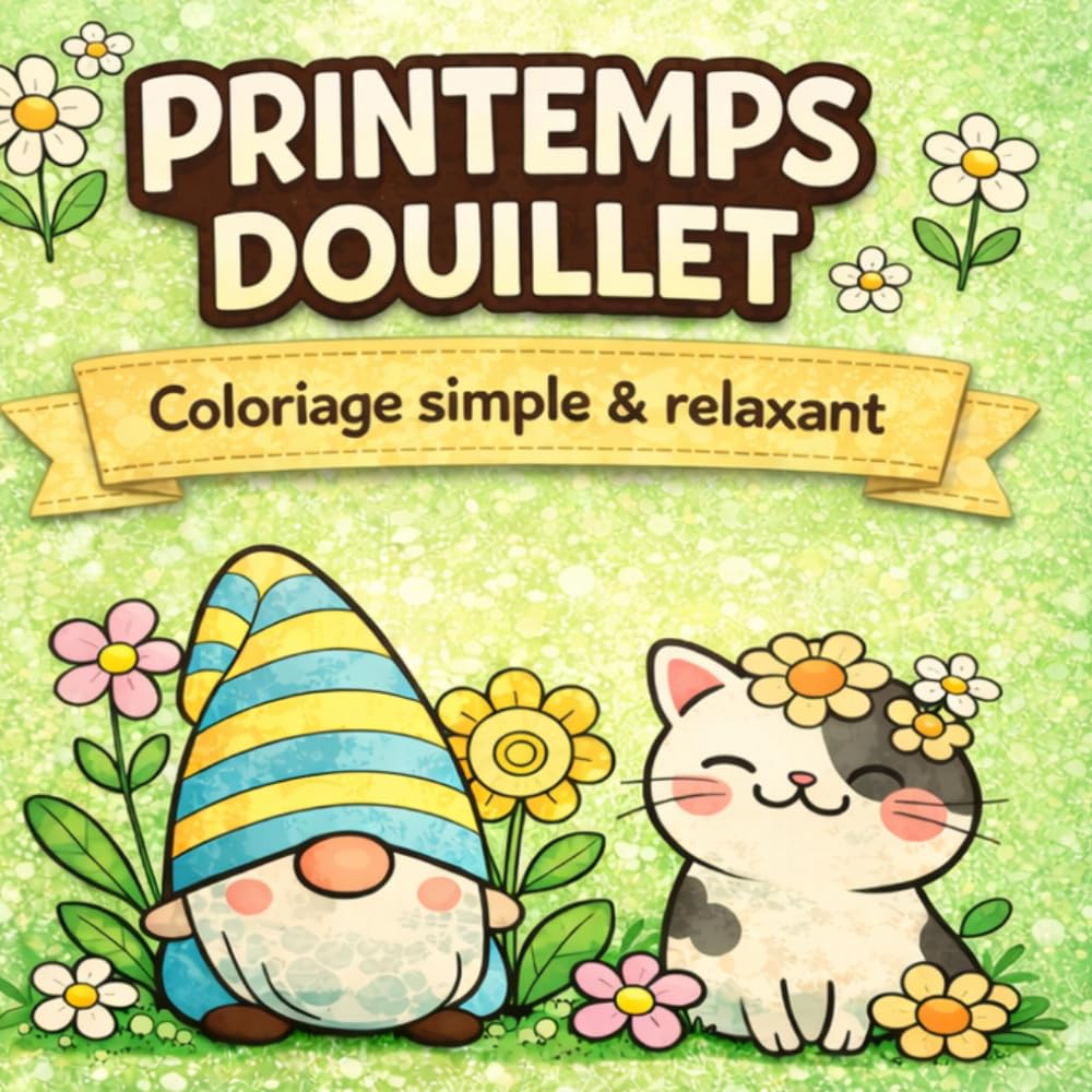 Livre de coloriage Printemps Douillet: Coloriages faciles et audacieux – Animaux mignons, fleurs et scènes printanières relaxantes pour adultes