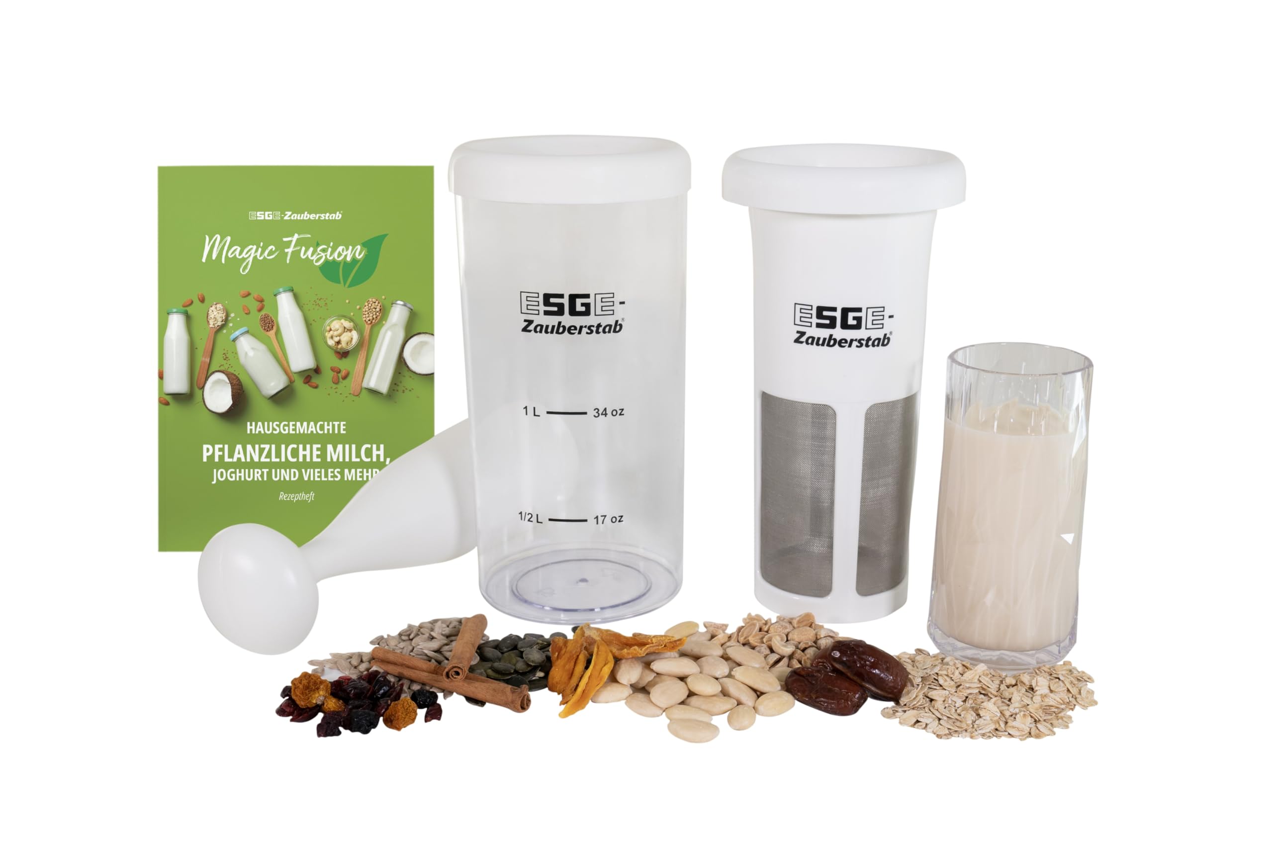 ESGE Magic Fusion - Juego de accesorios para todas las batidoras de mano ESGE | Accesorios para hacer leche vegetal, batidos, café y sopas con recetas