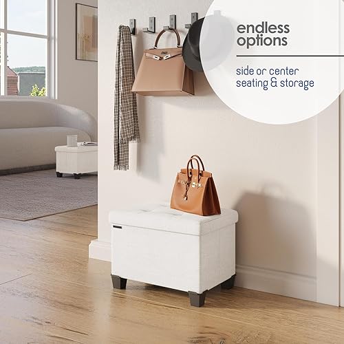 Miniatura 690 de Otomana plegable para dormitorio o sala de estar, con contenedores de almacenamiento, reposapiés para el extremo de la cama, soporta hasta 660 lb,