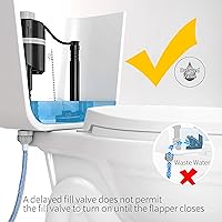 Vista 4 de R&T Kit de repuesto para lavabos de inodoro, válvula de llenado de inodoro y válvula de descarga doble de 2 pulgadas