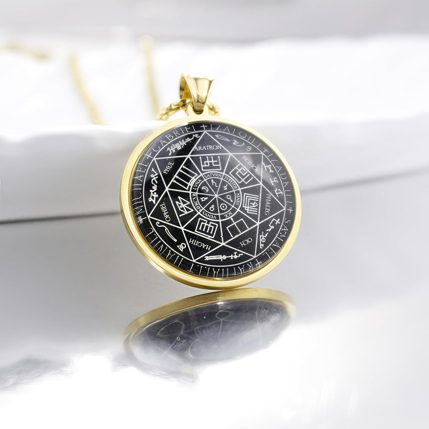 Seven Angel Medal Pendant Stainless Steel Glass Solomon Talisman Necklace Guardian Jewelry Men and Women 24 inch Gift Set - Image 3