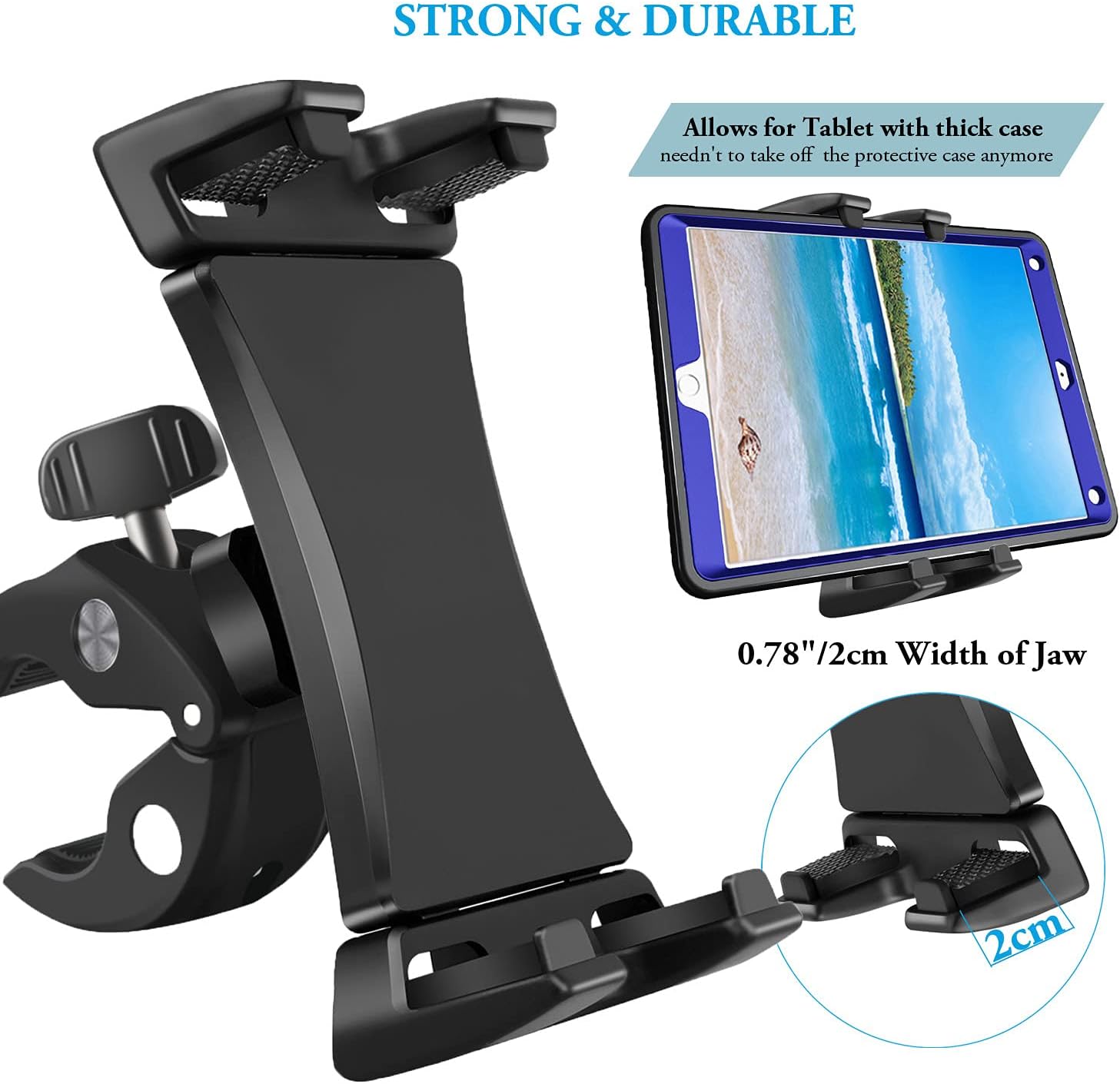 Bike Tablet Mount Holder Handlebar Clamp Stand for Gym Treadmill Spinning Bike Elliptical