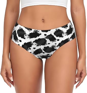 Black and White Brush Stroke for Seamless Underwear for Women | Sexy No Show, Stretch Low Rise, Soft Bikini Panties, Tag-Free, Hipster Ladies Briefs