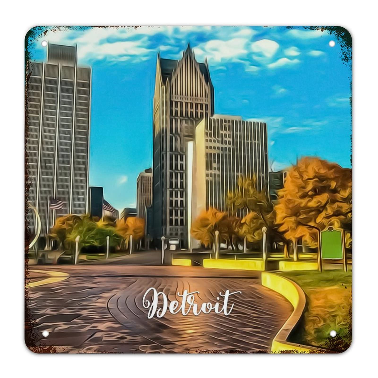 Plaque vintage Michigan USA décorative en métal de 38 cm pour mur de maison