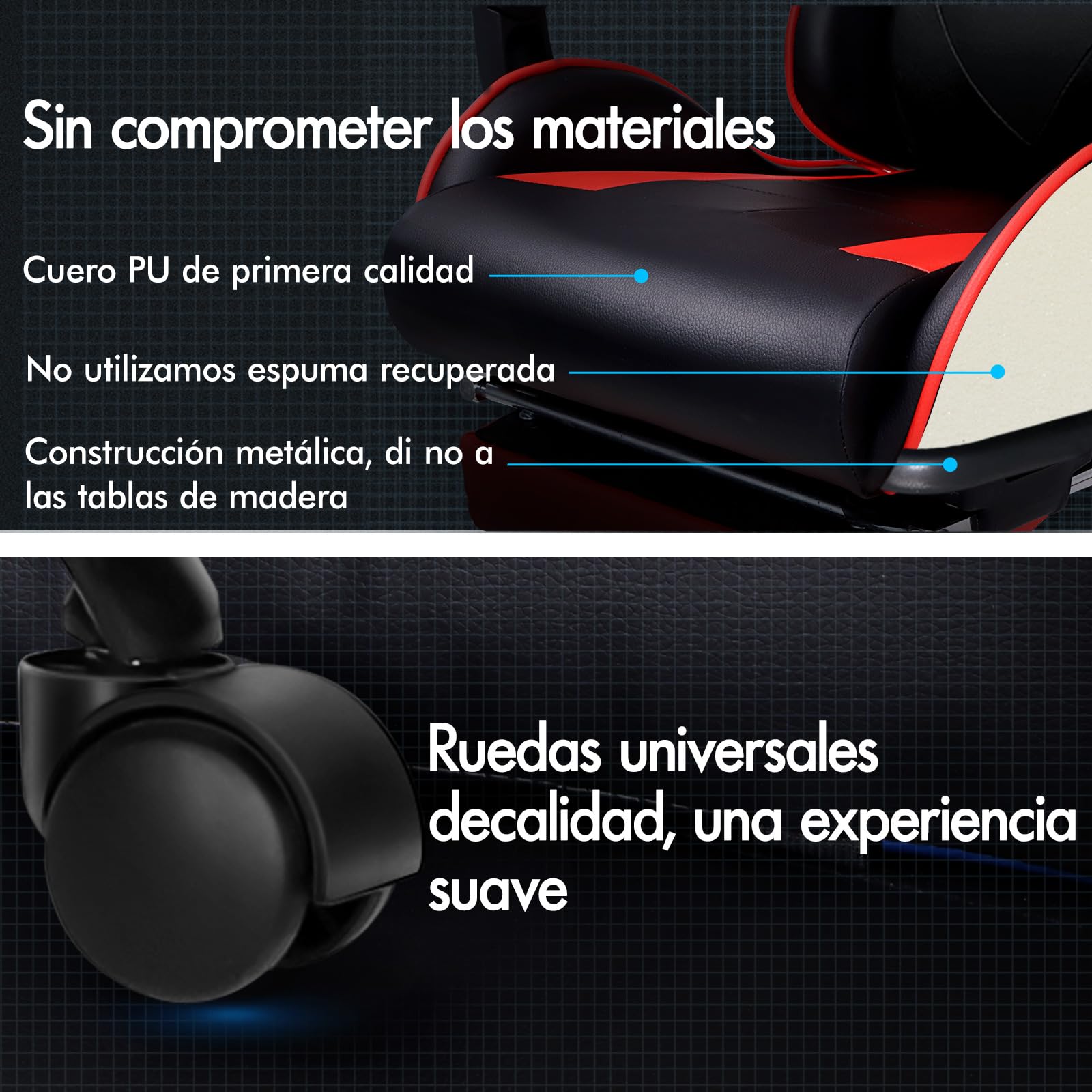 ALFORDSON Silla Gaming Escritorio con Masajeador, Silla Gamer Ergonómica Cojín Lumbar y Cervical, Reposapiés Retráctil, Ruedas Giratorias 360°, para Oficina, Videojuego, Ordenador, Cuero PU(Roja)