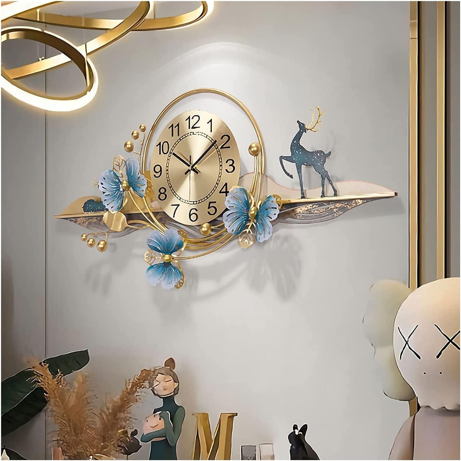 Orologio da Parete Orologio da Parete Grande 31 Pollici con Design a Foglia di Ginkgo for Soggiorno, Camera Letto e Cucina: Un Pezzo Arredamento Creativo ed Elegante