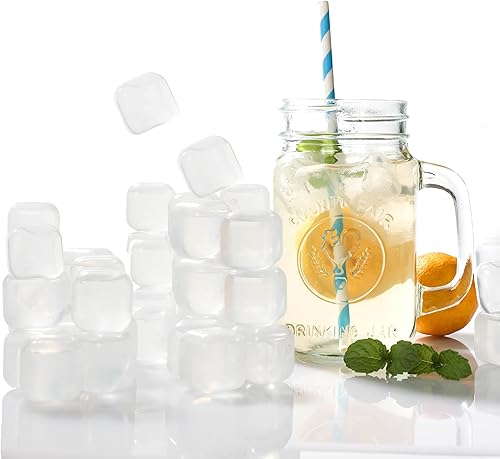Cubos de hielo reutilizables de plástico, paquete de 25 cubos de hielo reutilizables blancos para bebidas, whisky, vodka o café, cubitos de hielo