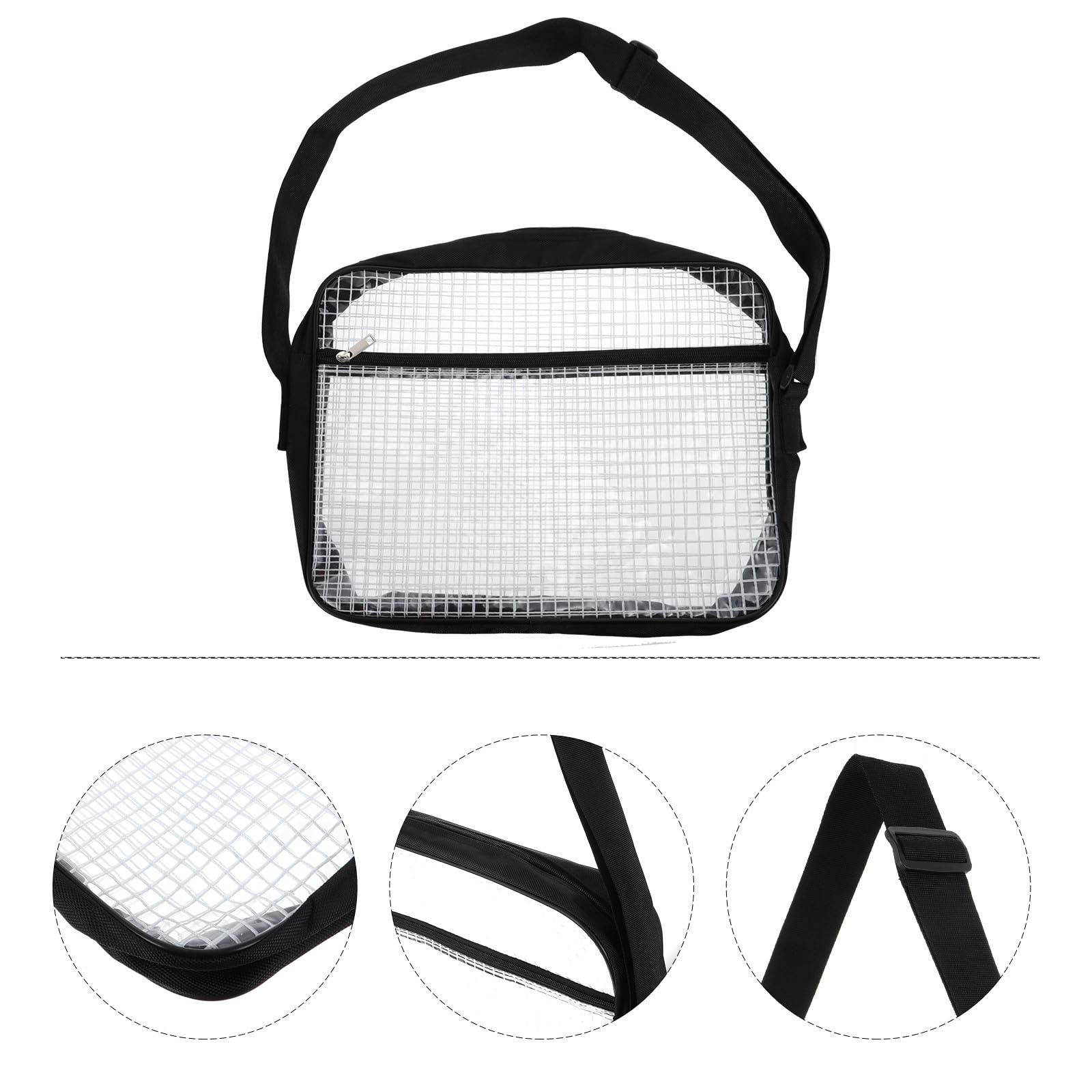 Transparente PVC Schultertasche, Große Aufbewahrungstasche Schwarz