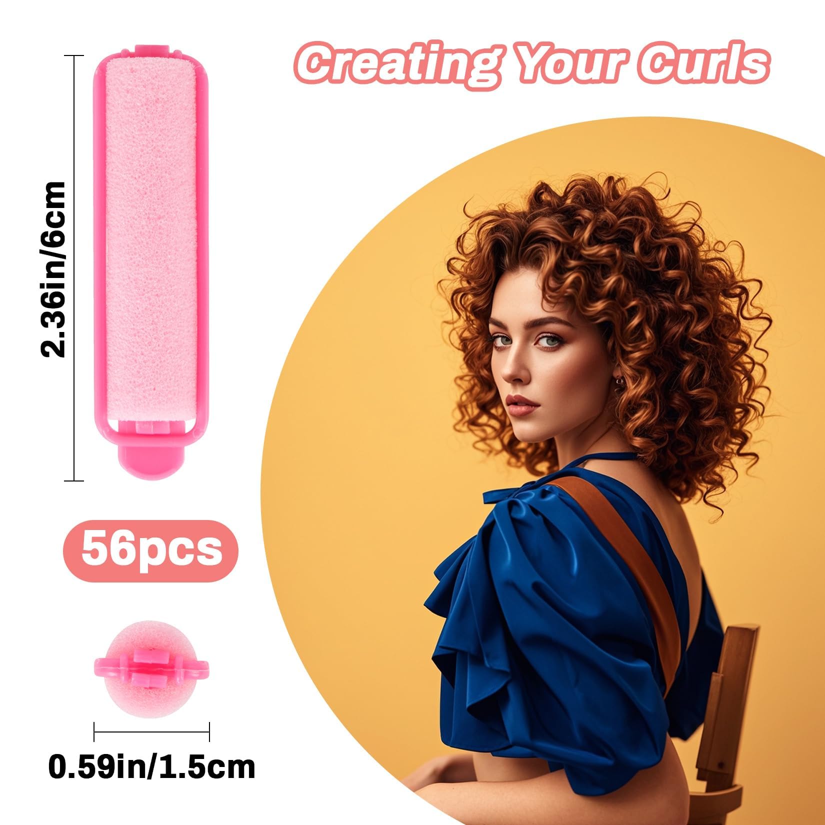 MAQIHAN 56PCS Foam Hair Rollers - 0.59 Inch Sponge Rollers for Heatless Hair Curler for Short/Long Hair Sleep rolos para cabello Small Sponge Curlers Soft Sleeping Thin Tight Curl Overnight rulos