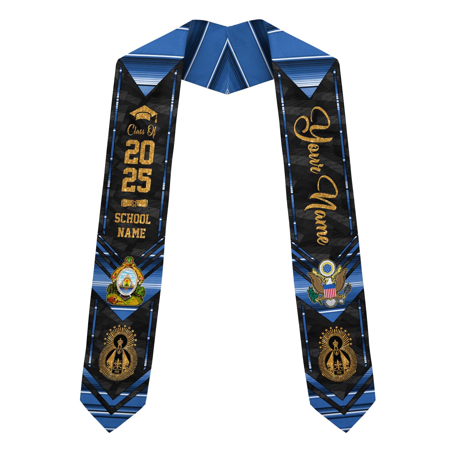 MonkeyVan Personalized Honduran Graduation Stole 2025,Custom Honduras Flag Sash,Honduras Graduation Stole for Class of 2025 S353