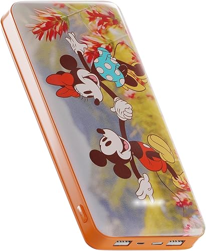 Disney Mickey Mouse and Friends - Cargador de batería portátil de 10,000 mAh, compatible universalmente, con puerto de carga USB, regalos para