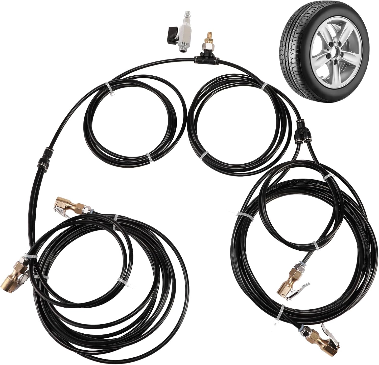 4 Way Tire Inflation System with Closed Flow Chuck for Car Trucks Off Road Vehicles-Compatible with HPA Tanks and Compressors